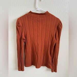 a.n.a Long-sleeved Blouse, Slight Shoulder-shaping, Cognac Brown Colour